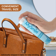 4-month supply of MySmile denture cleaning tablets in a travel tube