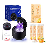 Front view of MySmile Ultrasonic Retainer Cleaner in a black 200ml pod