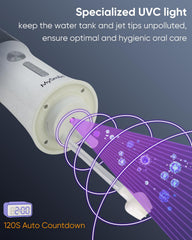 UVC sterilizer feature to sanitize the water flosser