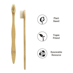 Close-up of biodegradable bamboo handle and boar bristles