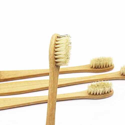 Close-up of bamboo handle and boar bristles