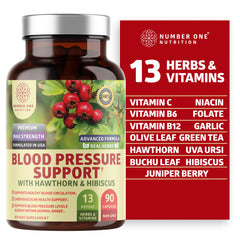 Bottle of N1N Premium Blood Pressure Support with Hawthorn and Hibiscus