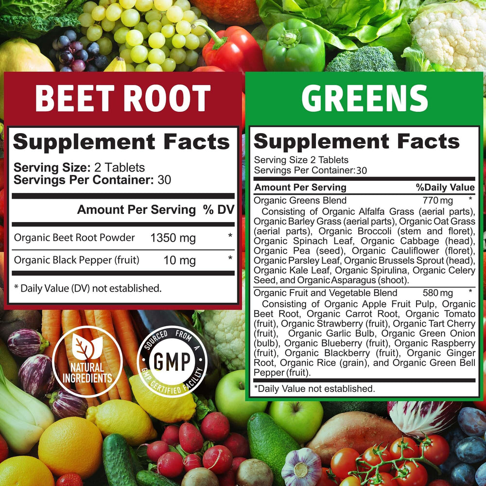 Organic greens blend including alfalfa, spirulina, and barley grass