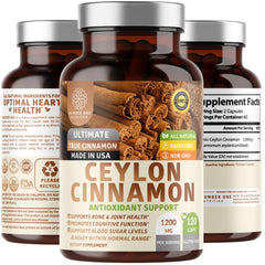 N1N Premium Ceylon Cinnamon bottle with 1200 mg per serving, 100% Organic Ceylon Cinnamon