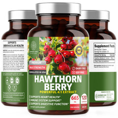 Bottle of N1N Premium Hawthorn Berry Capsules with label