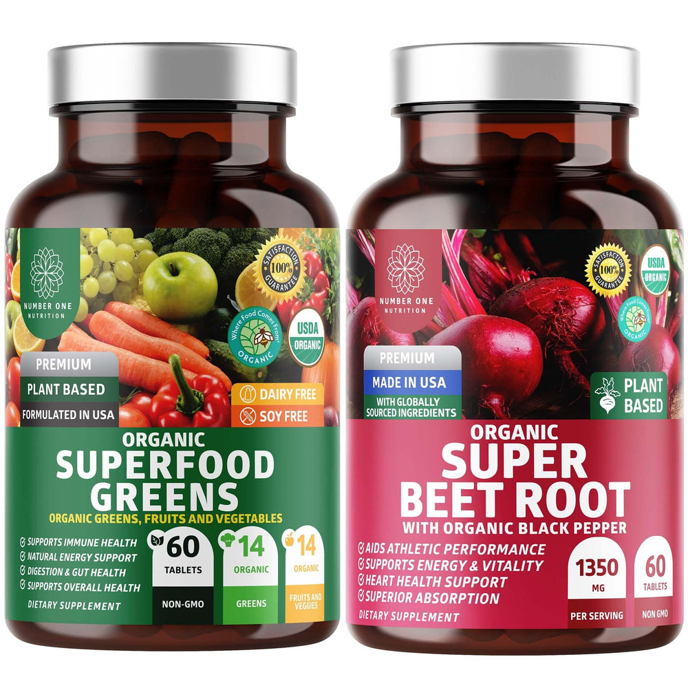 N1N Premium Organic Superfood Greens and Beet Root Tablets – 120-count