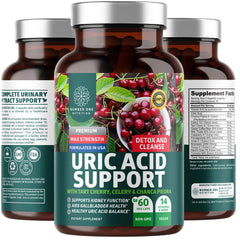 Bottle of N1N Premium Uric Acid Support Supplement with 60 vegan capsules