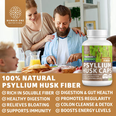All-natural ingredients label on N1N Psyllium Husk Capsules