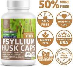 Supplement facts panel for N1N Psyllium Husk Capsules