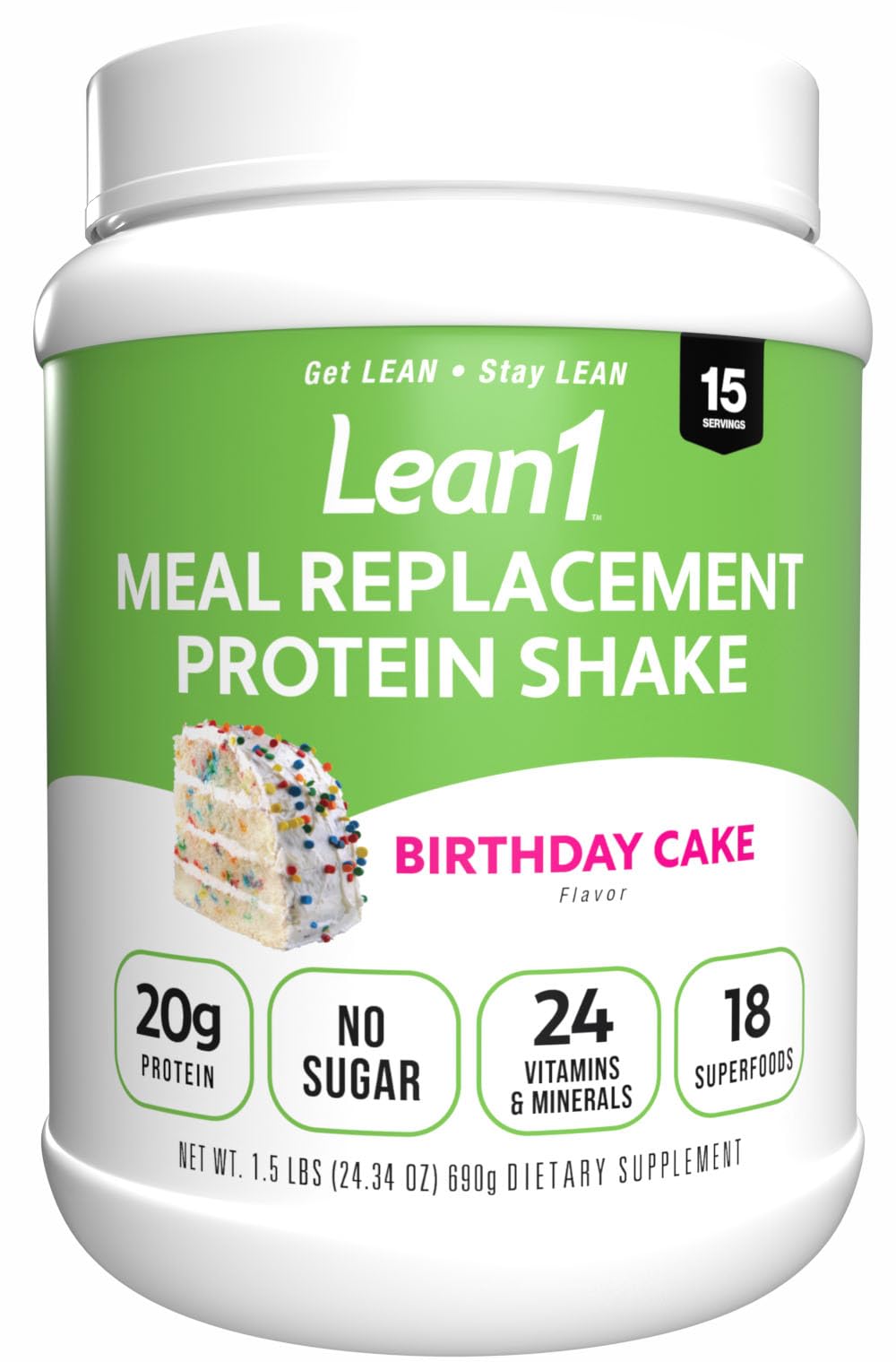 N53 Lean1 Birthday Cake flavor 15-serving tub front view