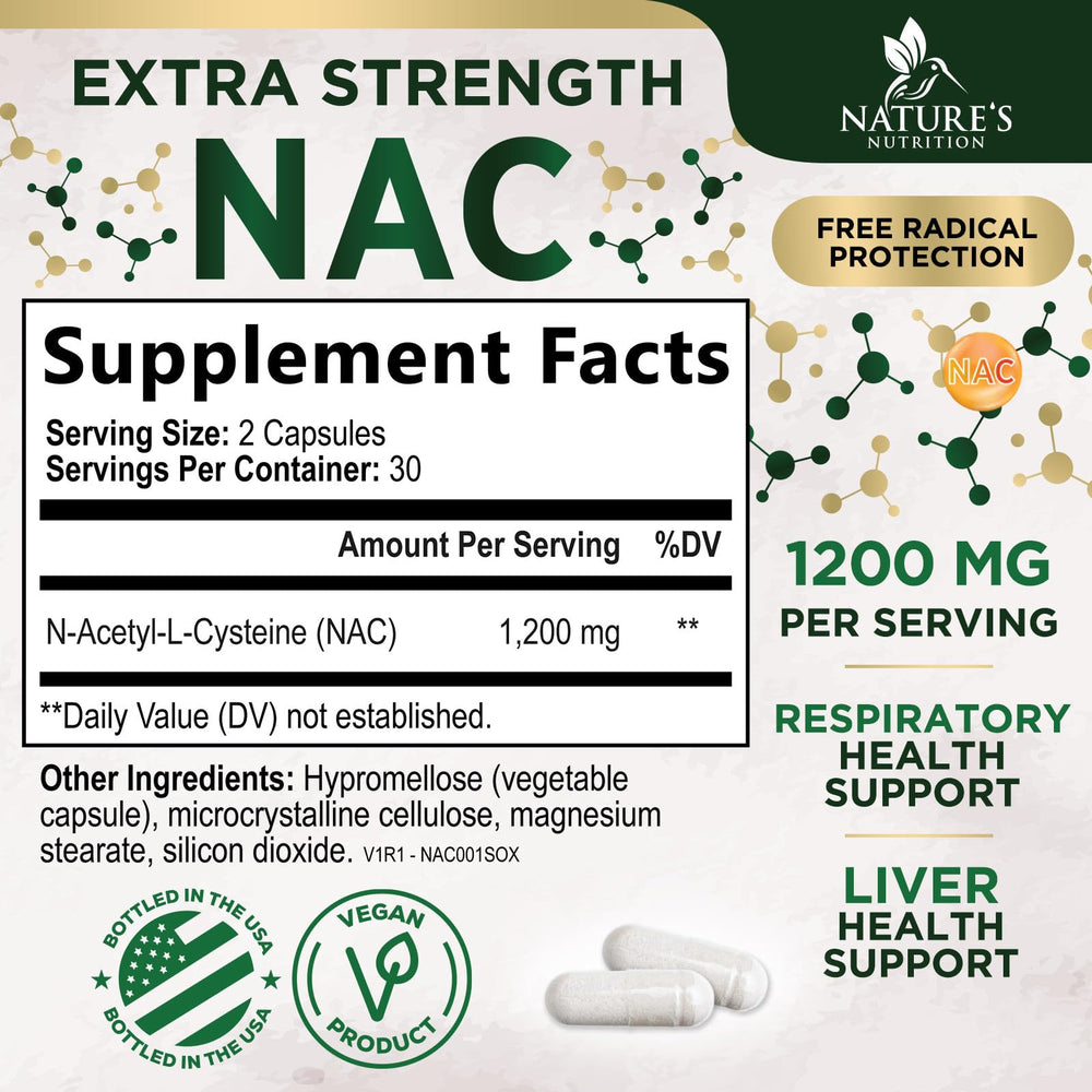 Close-up view of NAC 1200 mg capsules