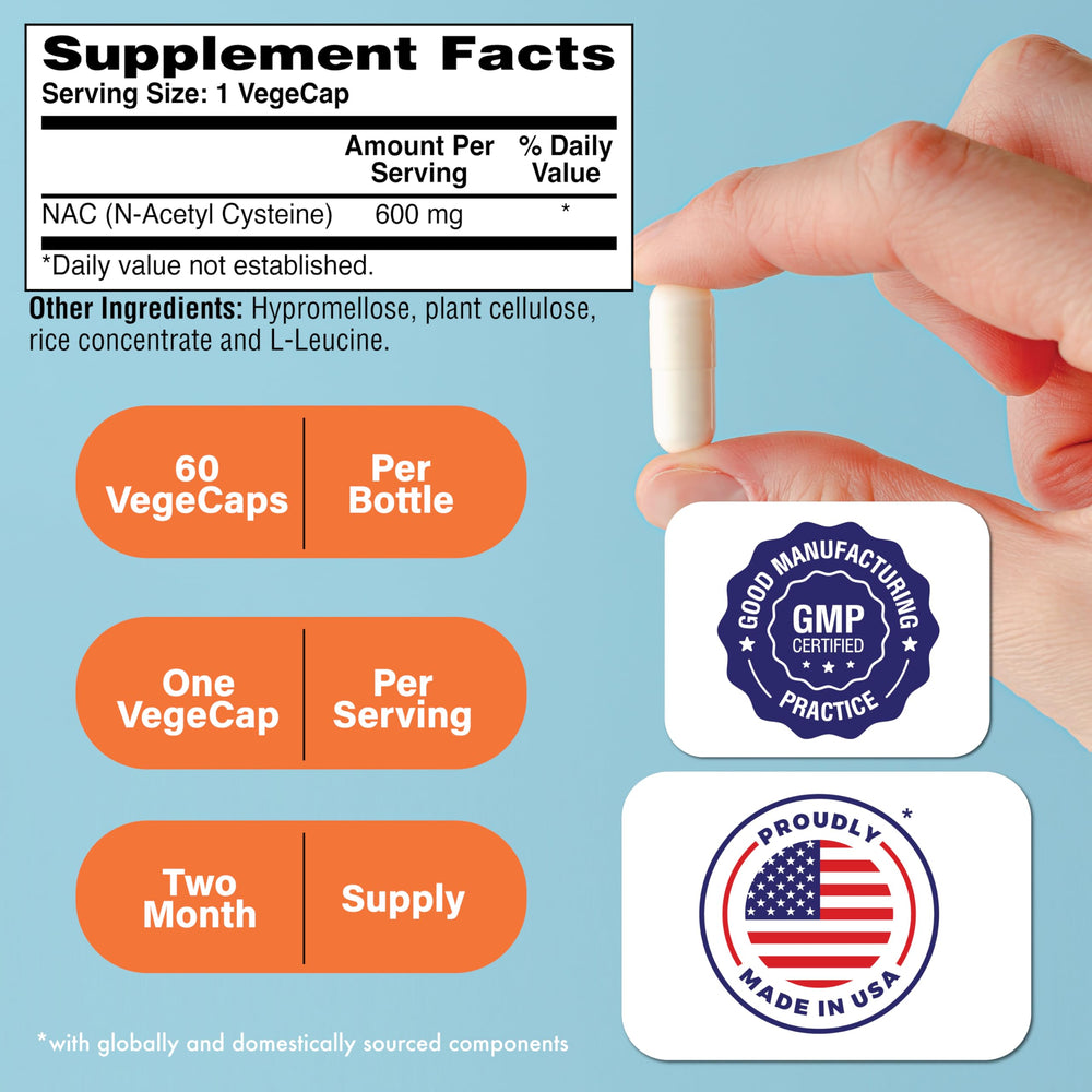 Close-up of NAC 600mg capsules