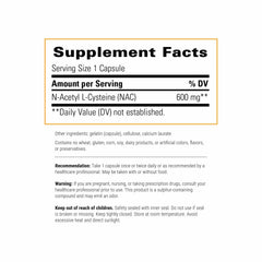 N-Acetyl L-Cysteine antioxidant support label