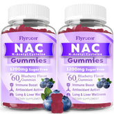 Two-pack NAC Gummies bottle front showing blueberry flavor and 1200 mg potency