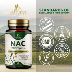 Product packaging highlighting immune and heart health with NAC