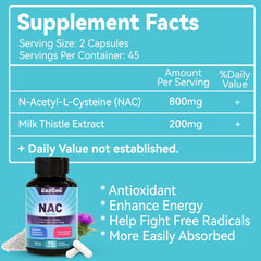 NAC Milk Thistle 800mg 90 capsules bottle