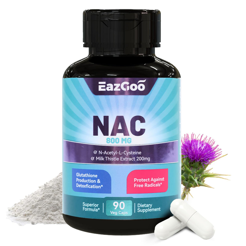 NAC 800mg with Milk Thistle 200mg bottle - front view