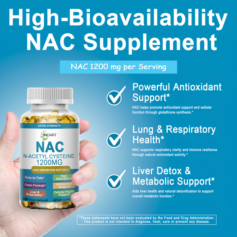 NAC 1200 mg softgels highlighting liver detox support