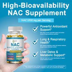 NAC 1200 mg softgels highlighting liver detox support