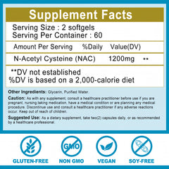 Gluten-free, non-GMO NAC softgels packaging