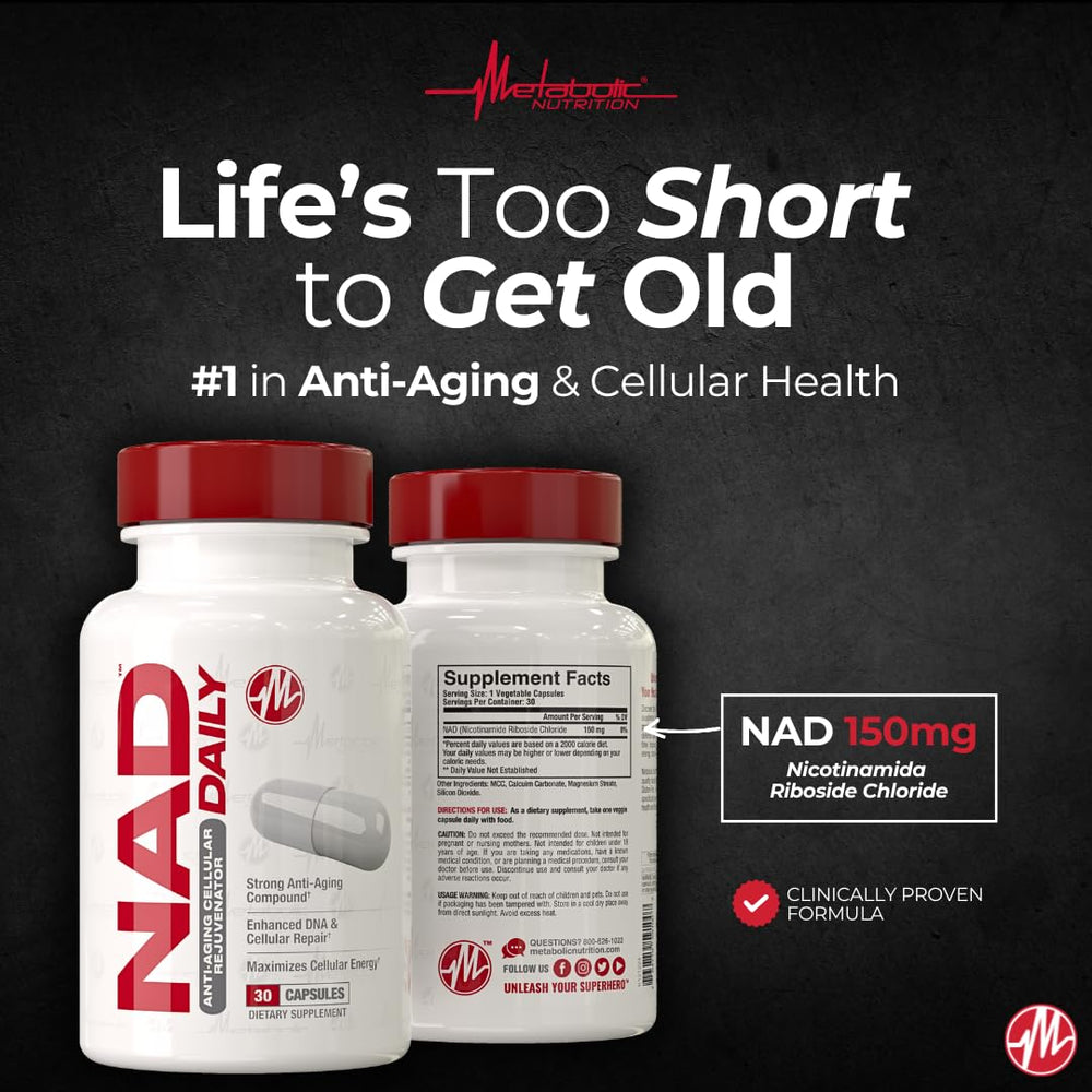 Lab-style image showing NAD Daily ingredients and NR production