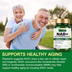 Lifestyle shot of NAD+ supplement bottle on a clean surface