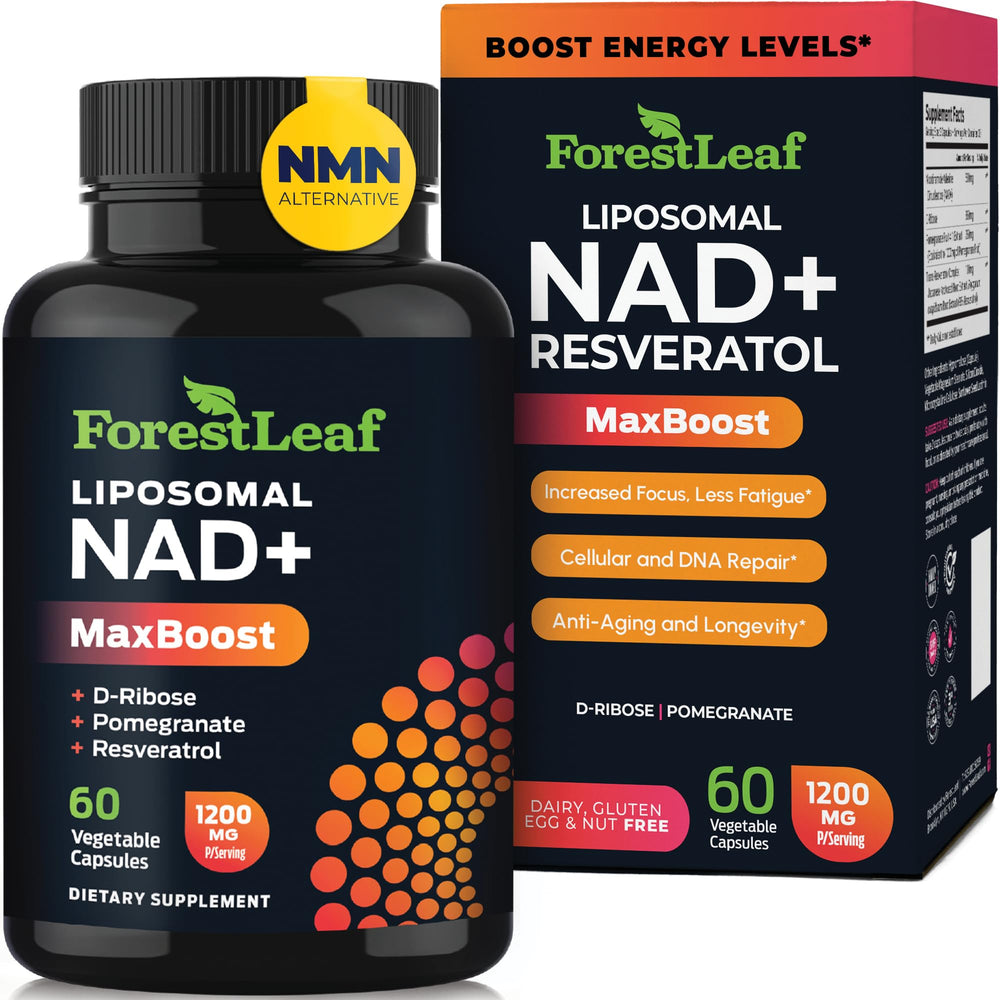 ForestLeaf NAD+ 500mg supplement bottle – energy and focus