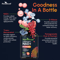 NAD+ 60-count bottle label highlighting non-GMO and gluten-free