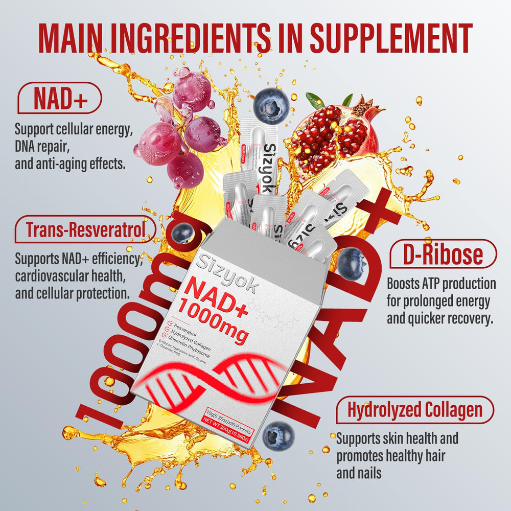 NAD+ liquid formula showing high absorption and energy support