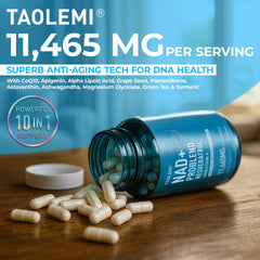 Close-up of NAD Plus supplement capsules