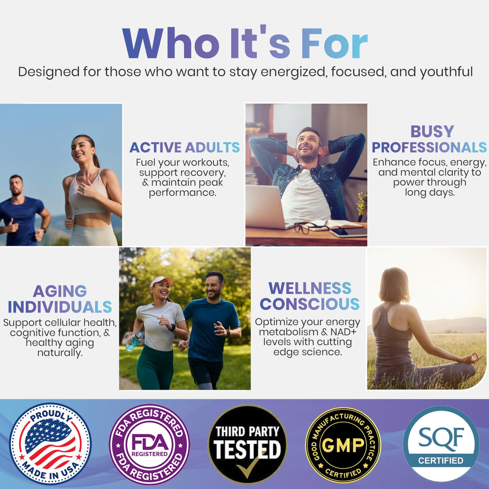 Third-party testing seal on NAD+ supplement packaging