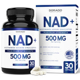 NAD+ supplement bottle with 30 vegan capsules