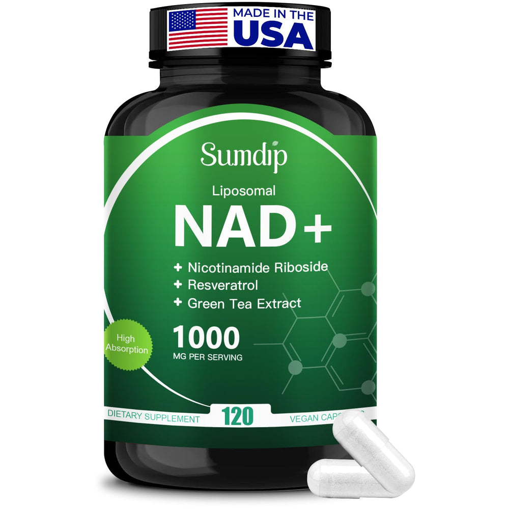 Front view of NAD Supplement 1000mg Pure bottle with 120 capsules