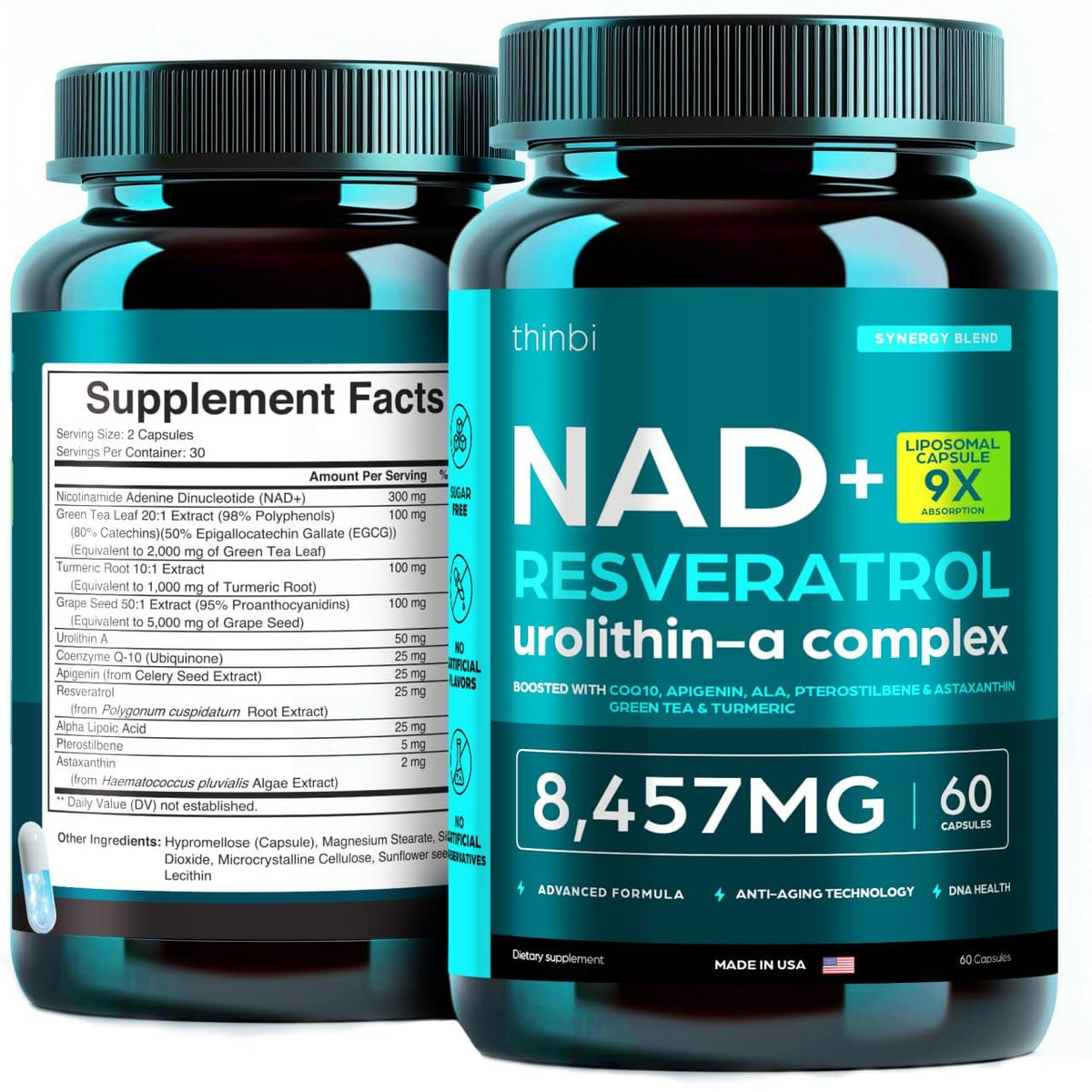 Bottle of NAD Supplement 8457 mg liposomal NMN alternative