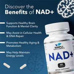 NAD booster bottle and capsules on white background