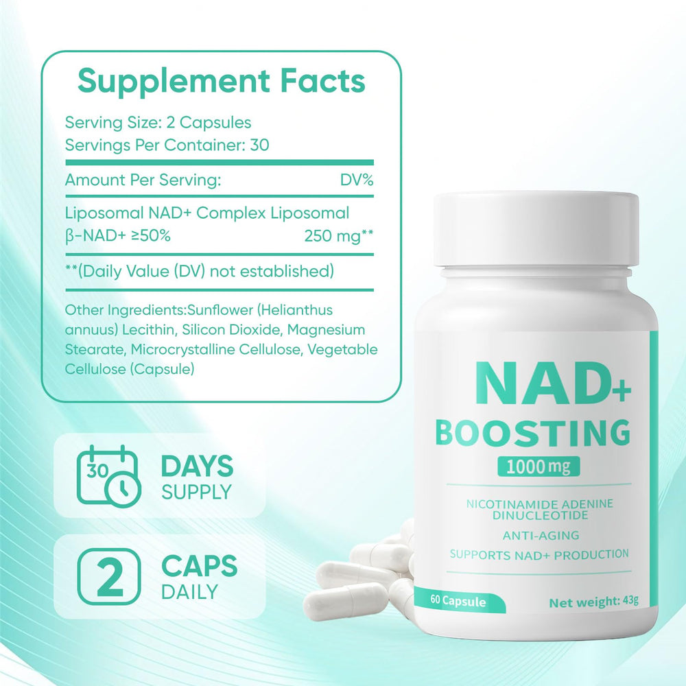 NAD+ supplement with Ca-AKG and Resveratrol ingredients