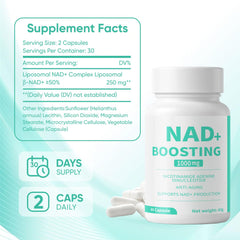 NAD+ supplement with Ca-AKG and Resveratrol ingredients