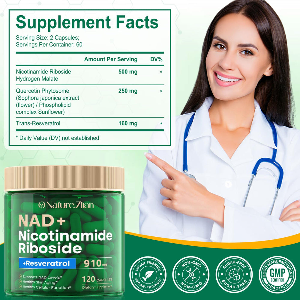 Front label and bottle of NAD+ supplement
