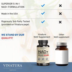 Vegan and gluten-free NAD+ supplement packaging