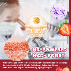 NAD Gummies Strawberry 60ct bottle with cap