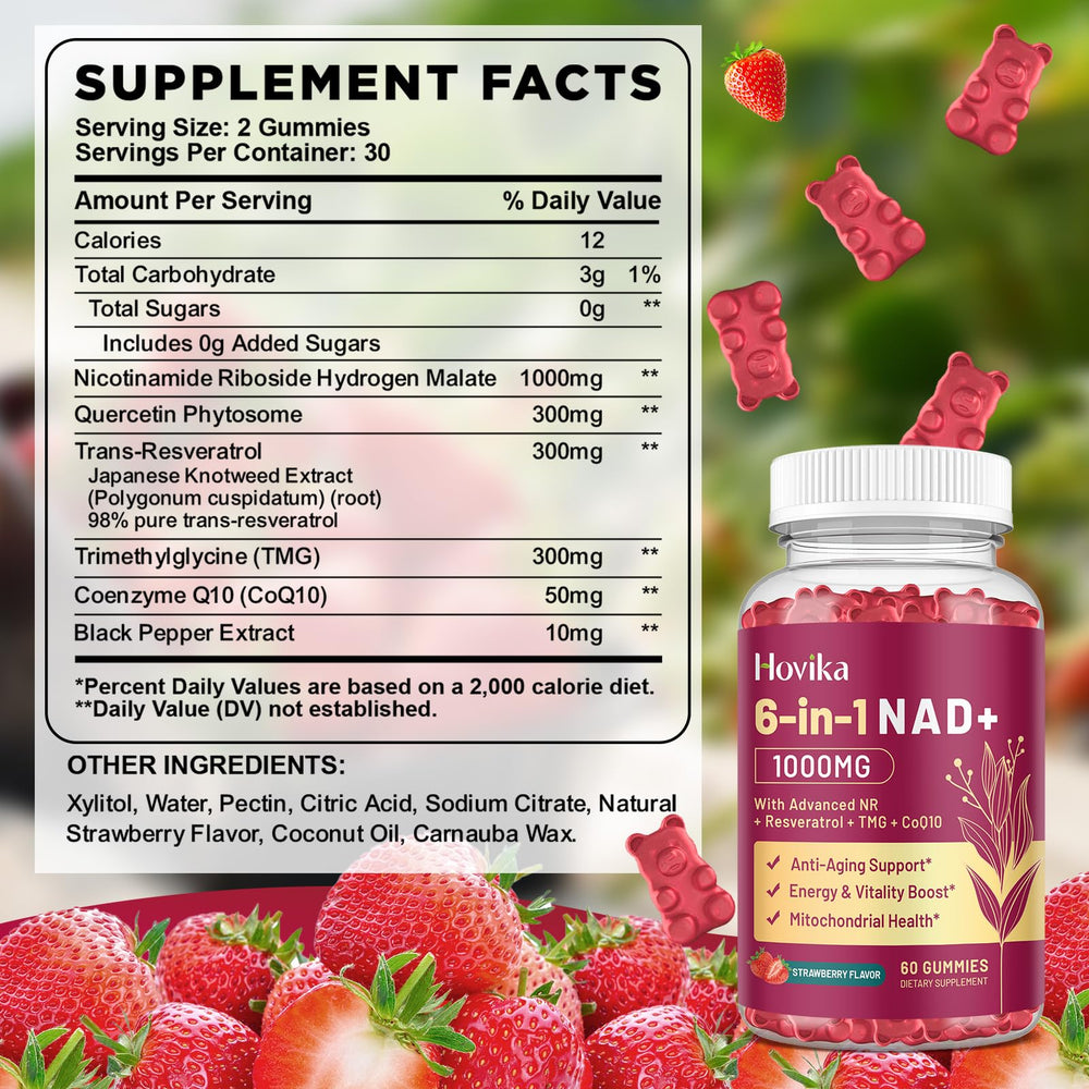 NAD Gummies Strawberry 60ct bottle label close-up