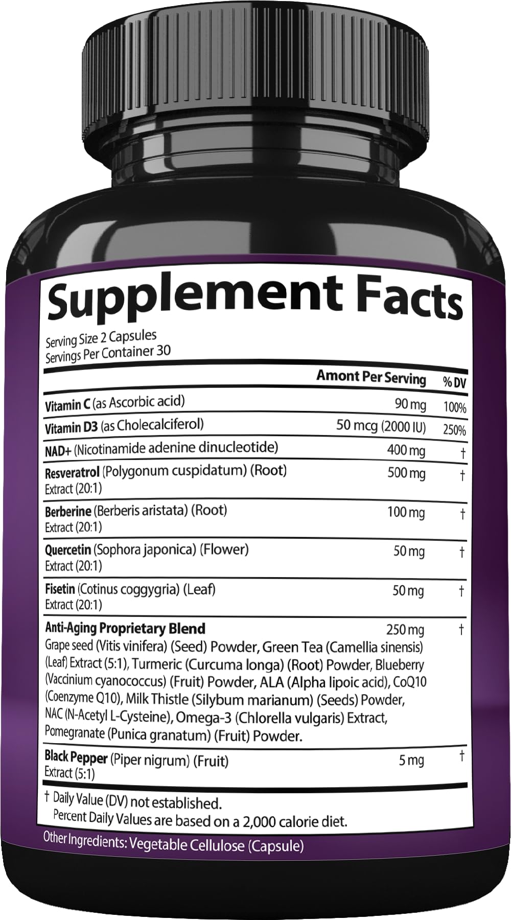 Bottle of 18-in-1 NAD+ Resveratrol supplement