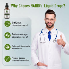 Nahid On-the-go 60ml bottle illustrates portable gut-health support anywhere.
