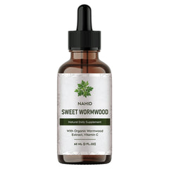 Nahid Sweet Wormwood Liquid Drops bottle demonstrates organic gut-support formula.