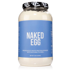 NAKED 3LB egg white protein bottle label—ideal for quick, protein-packed shakes