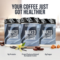 Nutrition facts panel for Naked Collagen Coffee Creamer Vanilla