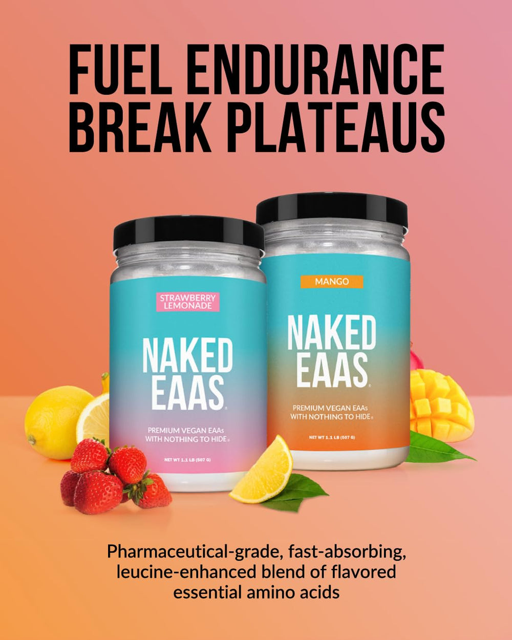 Nutrition and ingredients panel of Naked EAAs powder