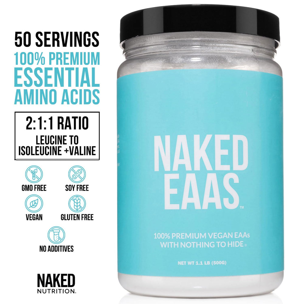 Two scoops of Naked EAAs powder for serving