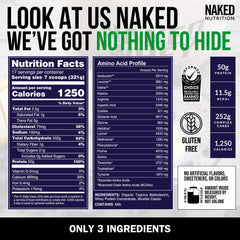 NAKED Mass gluten-free and soy-free badge emphasizes allergen-friendly nutrition