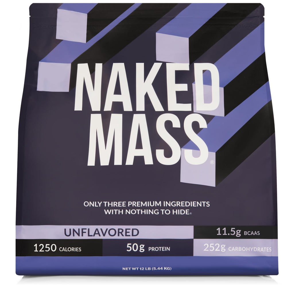 NAKED Mass bulk tub front communicates high-calorie gains potential